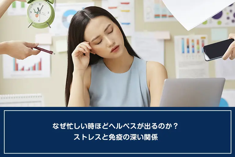 なぜ忙しい時ほどヘルペスが出るのか？ストレスと免疫の深い関係のイメージ
